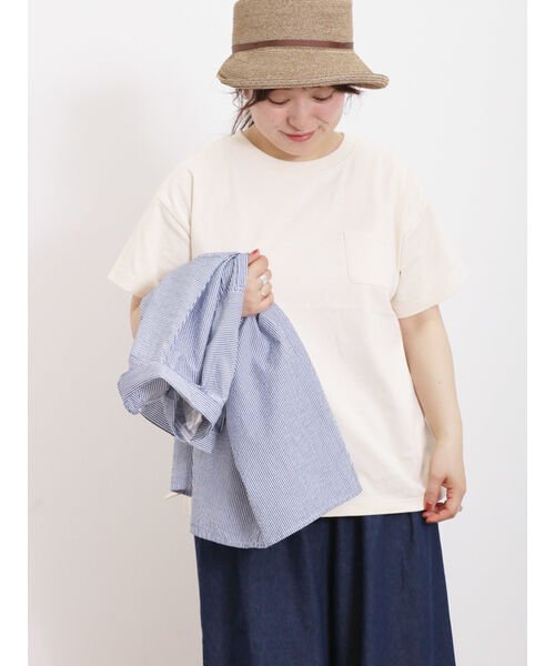 Samansa Mos2(サマンサ　モスモス)/【USAコットン】胸ポケットTシャツ/キナリ