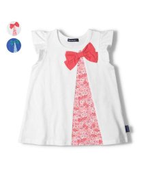 moujonjon(ムージョンジョン)/【子供服】 moujonjon (ムージョンジョン)花柄切替半袖チュニックTシャツ80cm～140cm M42817/ホワイト