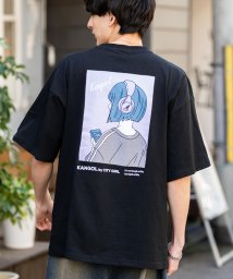 Rocky Monroe(ロッキーモンロー)/KANGOL カンゴール Tシャツ 半袖 バックプリント メンズ レディース カットソー イラスト オーバーサイズ ビッグシルエット リラックス ゆったり クル/ブラック系1