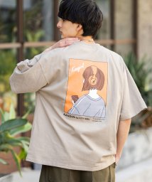 Rocky Monroe(ロッキーモンロー)/KANGOL カンゴール Tシャツ 半袖 バックプリント メンズ レディース カットソー イラスト オーバーサイズ ビッグシルエット リラックス ゆったり クル/ベージュ系1