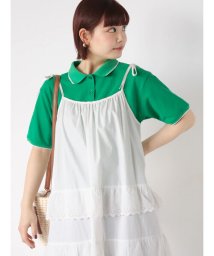 ehka sopo(エヘカソポ)/ワンポイント刺繍ポロシャツ/グリーン