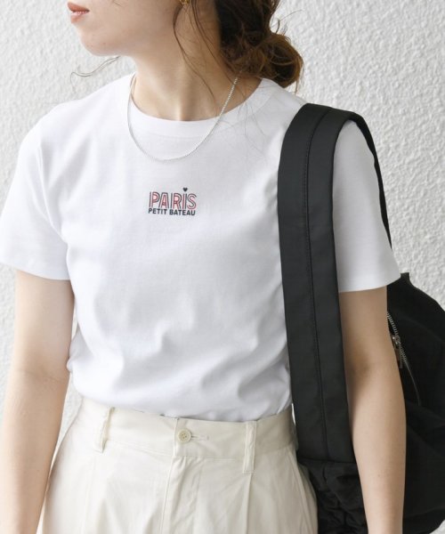 SHIPS any WOMEN(シップス　エニィ　ウィメン)/【SHIPS any別注】PETIT BATEAU:〈洗濯機可能〉PARIS プリント コンパクト TEE/ホワイト