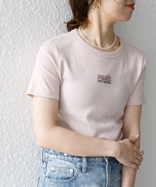 SHIPS any WOMEN(シップス　エニィ　ウィメン)/《一部追加予約》【SHIPS any別注】PETIT BATEAU:〈洗濯機可能〉PARIS プリント コンパクト TEE/ピンク