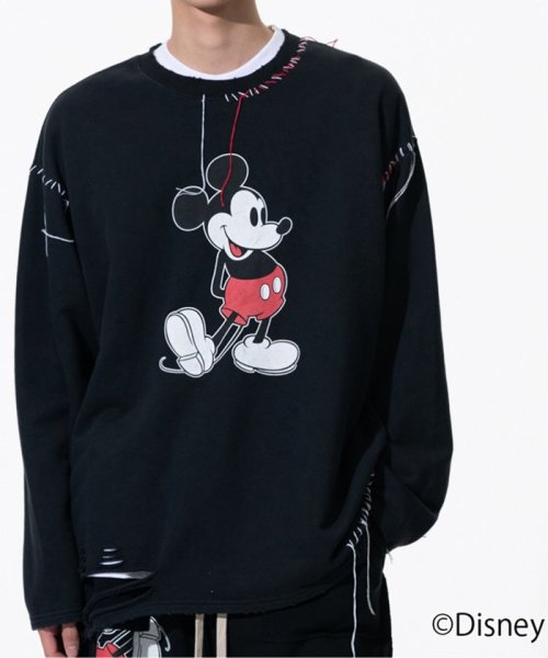 JOINT WORKS(ジョイントワークス)/DISCOVERED “Disney Collection”< Mickey > Looping Damage Cutsewn/ブラック
