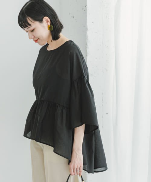 ITEMS URBANRESEARCH(アイテムズ アーバンリサーチ（レディース）)/【予約】シアーティアードブラウス/BLK