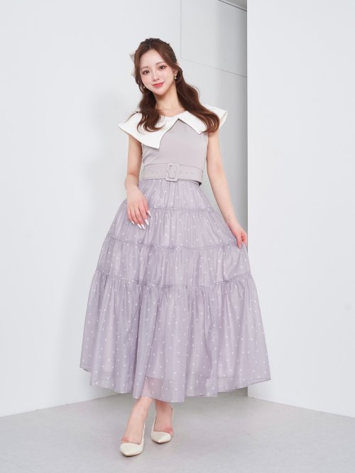 ビッグカラーオーガンジードットワンピース 