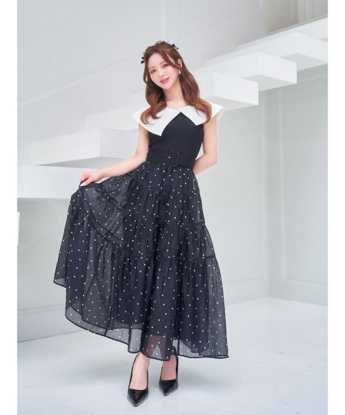 ビッグカラーオーガンジードットワンピース 