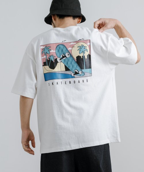 Rocky Monroe(ロッキーモンロー)/プリントT 半袖 Tシャツ メンズ レディース カットソー クルーネック イラスト ヘビーウェイト オーバーサイズ ビッグシルエット リラックス ゆったり ルー/ホワイト