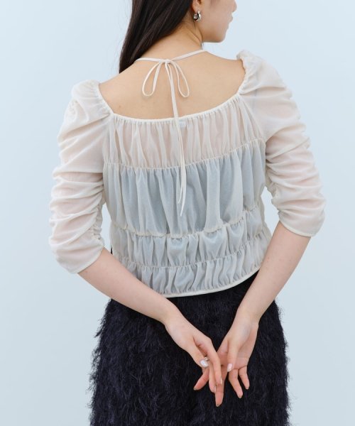 DRESSTERIOR(ドレステリア)/CODE A｜sheer gather blouse/オフホワイト（003）