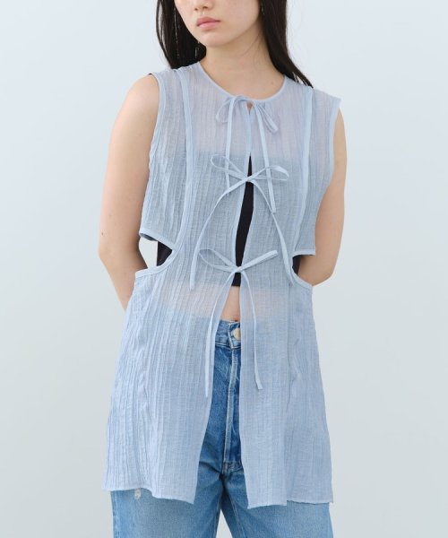 DRESSTERIOR(ドレステリア)/CODE A｜sheer ribbon design blouse/ブルー（091）