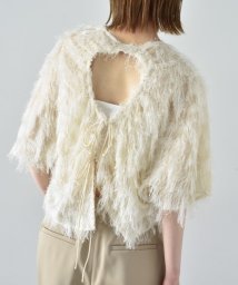 DRESSTERIOR(ドレステリア)/CODE A｜feather jacquard back open blouse/オフホワイト（003）