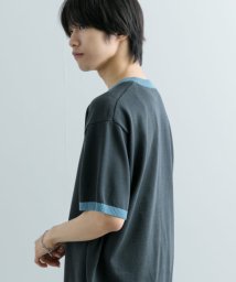 SENSE OF PLACE by URBAN RESEARCH(センスオブプレイス バイ アーバンリサーチ)/『洗濯可』リブハイショクラインニットTシャツ(5分袖)/CHA×L.BLU