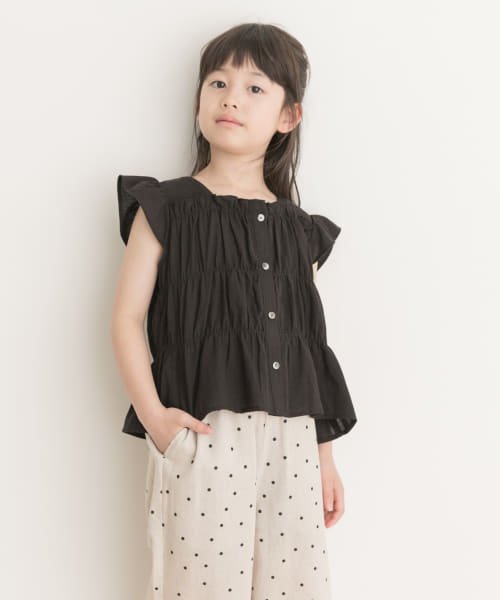 URBAN RESEARCH DOORS（Kids）(アーバンリサーチドアーズ（キッズ）)/シャーリングフリルキャミブラウス(KIDS)/BLACK