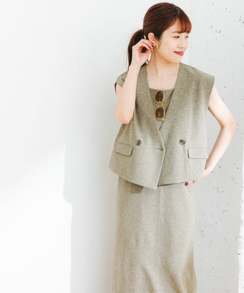 URBAN RESEARCH ROSSO(URBAN　RESEARCH　ROSSO)/『UR TECH DRYLUXE』F by ROSSO　ショートジレ+ワンピース/BEIGE