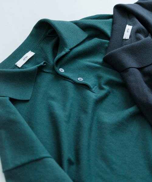 URBAN RESEARCH(アーバンリサーチ)/ATON　FRESCA KNIT CREW POLO/GREEN