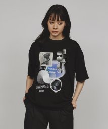 tk.TAKEO KIKUCHI(ティーケー　タケオキクチ)/NATURE COLLAGE Tシャツ/ブラック（019）