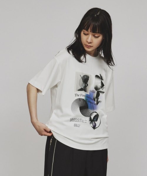 tk.TAKEO KIKUCHI(ティーケー　タケオキクチ)/NATURE COLLAGE Tシャツ/ホワイト（001）