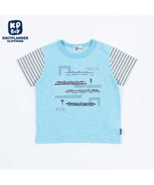 KP BOY(ケーピーボーイ)/KPBOY(ケーピーボーイ)デザートコットン天竺の電車Tシャツ(80～90)/ブルー