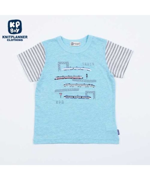 KP BOY(ケーピーボーイ)/KPBOY(ケーピーボーイ)デザートコットン天竺の電車Tシャツ(100～130)/ブルー