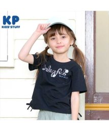 KP(ケーピー)/KP(ケーピー)花レース付きロゴ刺?の半袖Tシャツ(120～130)/ブラック