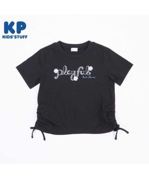 KP(ケーピー)/KP(ケーピー)花レース付きロゴ刺?の半袖Tシャツ(140～160)/ブラック