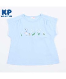 KP(ケーピー)/KP(ケーピー)mimiちゃんのスズラン柄後ろ切り替え半袖Tシャツ(110～130)/サックス