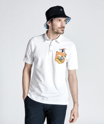 EXcDRY D－Tecトロピカルペンギン刺繍デザイン半袖シャツ