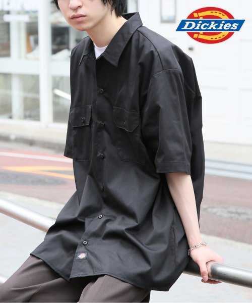 Dickies(Dickies)/【Dickies / ディッキーズ】SHIRTS SSFQ シャツ 羽織 半袖 ワークシャツ ロゴ ワンポイント ミドル丈 1574/ブラック 