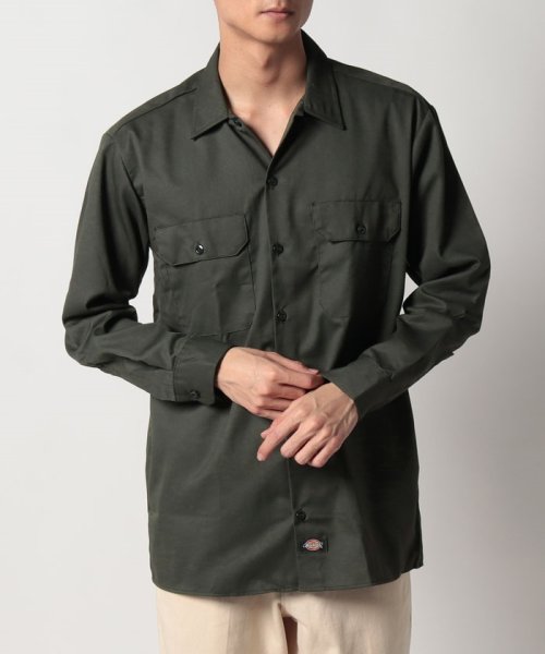 Dickies(Dickies)/【Dickies / ディッキーズ】SHIRTS LSFQ シャツ 羽織 長袖 ロングスリーブ ワークシャツ ロゴ　ワンポイント 574/ダークグリーン