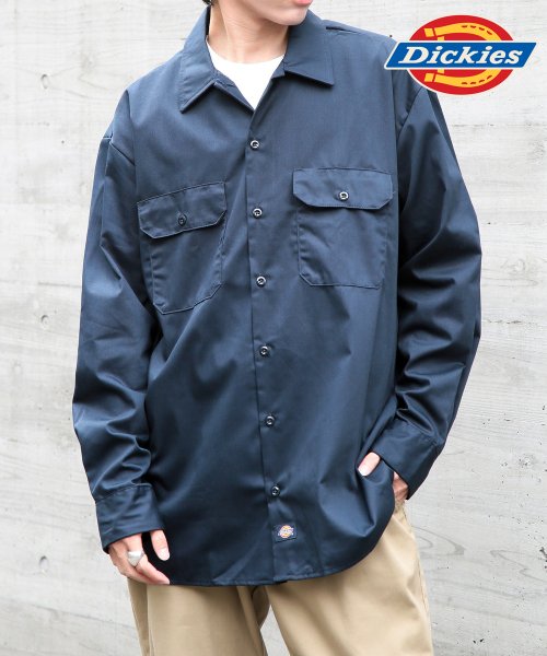 Dickies(Dickies)/【Dickies / ディッキーズ】SHIRTS LSFQ シャツ 羽織 長袖 ロングスリーブ ワークシャツ ロゴ　ワンポイント 574/ネイビー