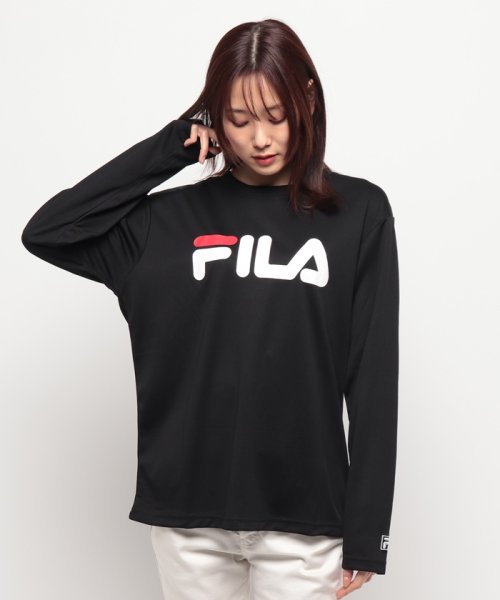 FILA(フィラ)/デカロゴ DRY 長袖Tシャツ/ブラック