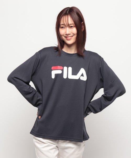 FILA(フィラ)/デカロゴ DRY 長袖Tシャツ/チャコール