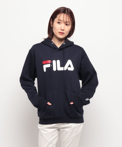 FILA(フィラ)/裏起毛 デカロゴ プルパーカー/ネイビー