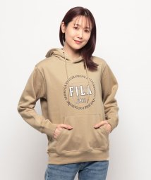 FILA(フィラ)/裏起毛デザインロゴ プルパーカー/ベージュ