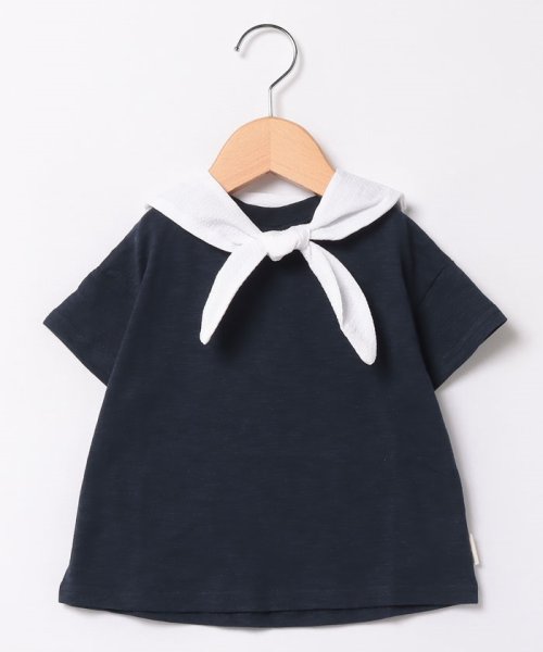 petit main(プティマイン)/【接触冷感】セーラーTシャツ/紺