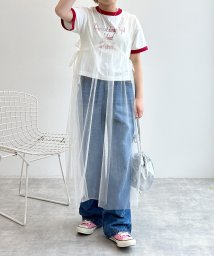 w closet/レース付Vネックチュールワンピース/506052672