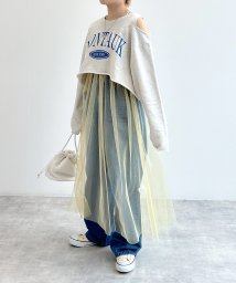 w closet/レース付Vネックチュールワンピース/506052672