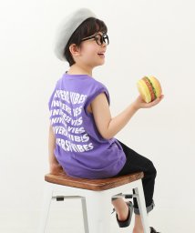 devirock(デビロック)/デビラボ BIGシルエット プリントタンクトップ 子供服 キッズ 男の子 女の子 トップス タンクトップ キャミソール ノースリーブ /パープル系1