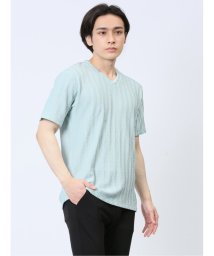 m.f.editorial(エムエフエディトリアル)/タックストライプ フェイクVネック半袖Tシャツ メンズ Tシャツ カットソー カジュアル インナー トップス ギフト プレゼント/ライトグリーン