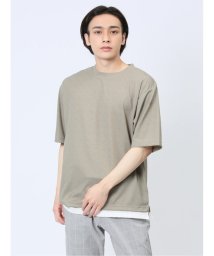 m.f.editorial(エムエフエディトリアル)/梨地 レイヤード風 クルーネック半袖Tシャツ メンズ Tシャツ カットソー カジュアル インナー トップス ギフト プレゼント/ベージュ