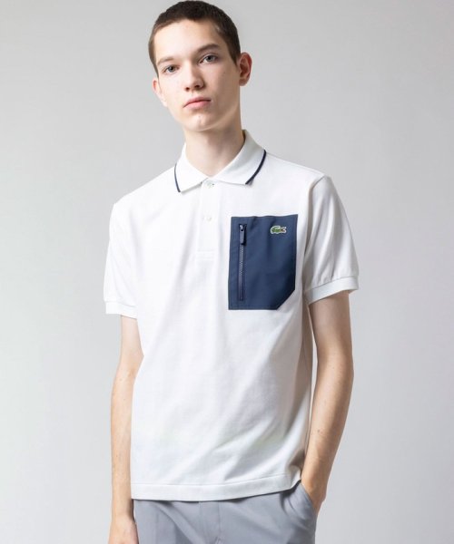 LACOSTE Mens(ラコステ　メンズ)/アウトドアジップポケット半袖ポロシャツ/オフホワイト