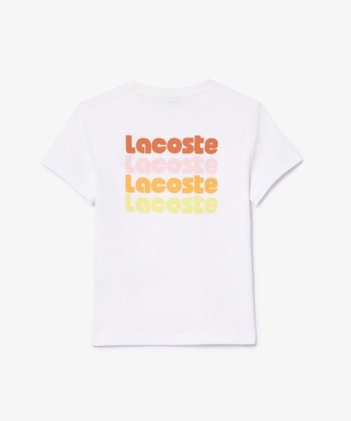 LACOSTE KIDS(ラコステ　キッズ)/ポップフォントロゴネームバックプリントTシャツ/ホワイト