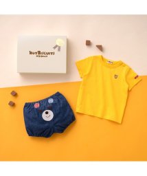 MIKI HOUSE HOT BISCUITS(ミキハウスホットビスケッツ)/ワンポイント半袖Tシャツ＆顔ドンブルマセット【BOX付き】/イエロー