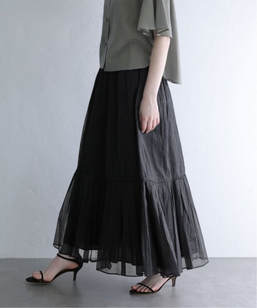 La Totalite(ラ　トータリテ)/【MARILYN MOON/マリリンムーン】sheer starched cotton skirt/ブラック