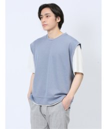 m.f.editorial(エムエフエディトリアル)/クルーネックベスト&半袖Tシャツ アンサンブル メンズ Tシャツ カットソー カジュアル インナー トップス ギフト プレゼント/ブルー