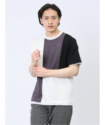 TAKA-Q(タカキュー)/切替 フェイククルーネック半袖Tシャツ/ホワイト