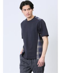 TAKA-Q(タカキュー)/布帛使い クルーネック半袖Tシャツ/ネイビー