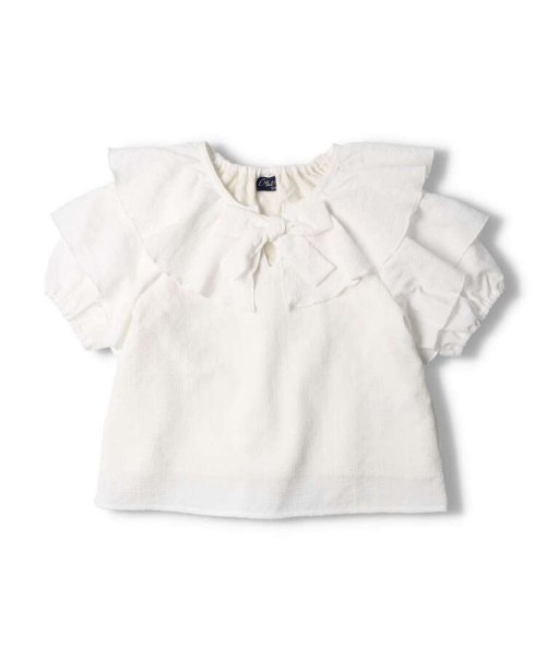 Crescent(クレセント)/【子供服】 crescent (クレセント) シフォンフリル半袖Tシャツ 80cm～130cm N42800/オフホワイト