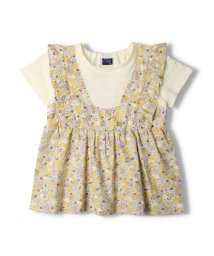 Crescent(クレセント)/【子供服】 crescent (クレセント) 花柄キャミレイヤード風半袖Tシャツ 80cm～130cm N42801/イエロー