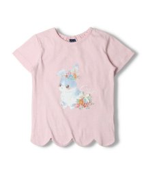 Crescent(クレセント)/【子供服】 crescent (クレセント) ネコ・ウサギ柄スカラップ半袖Tシャツ 80cm～130cm N42807/ピンク